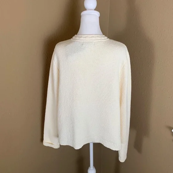 NWT H&M Cream Knit Cardigan Gold Buttons Size L - Picture 4 of 9